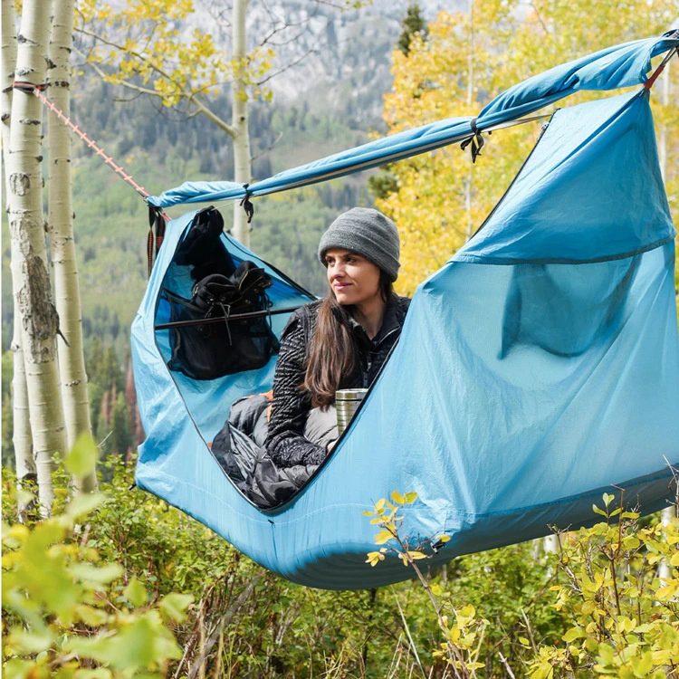 Cheap Goat Tents Mosquito Net Hammock Canopy Tent Large Space Anti Rollover Outdoor Camping Awning  Rainproof And Sunscreen Hanging Sun Shelter Tents 